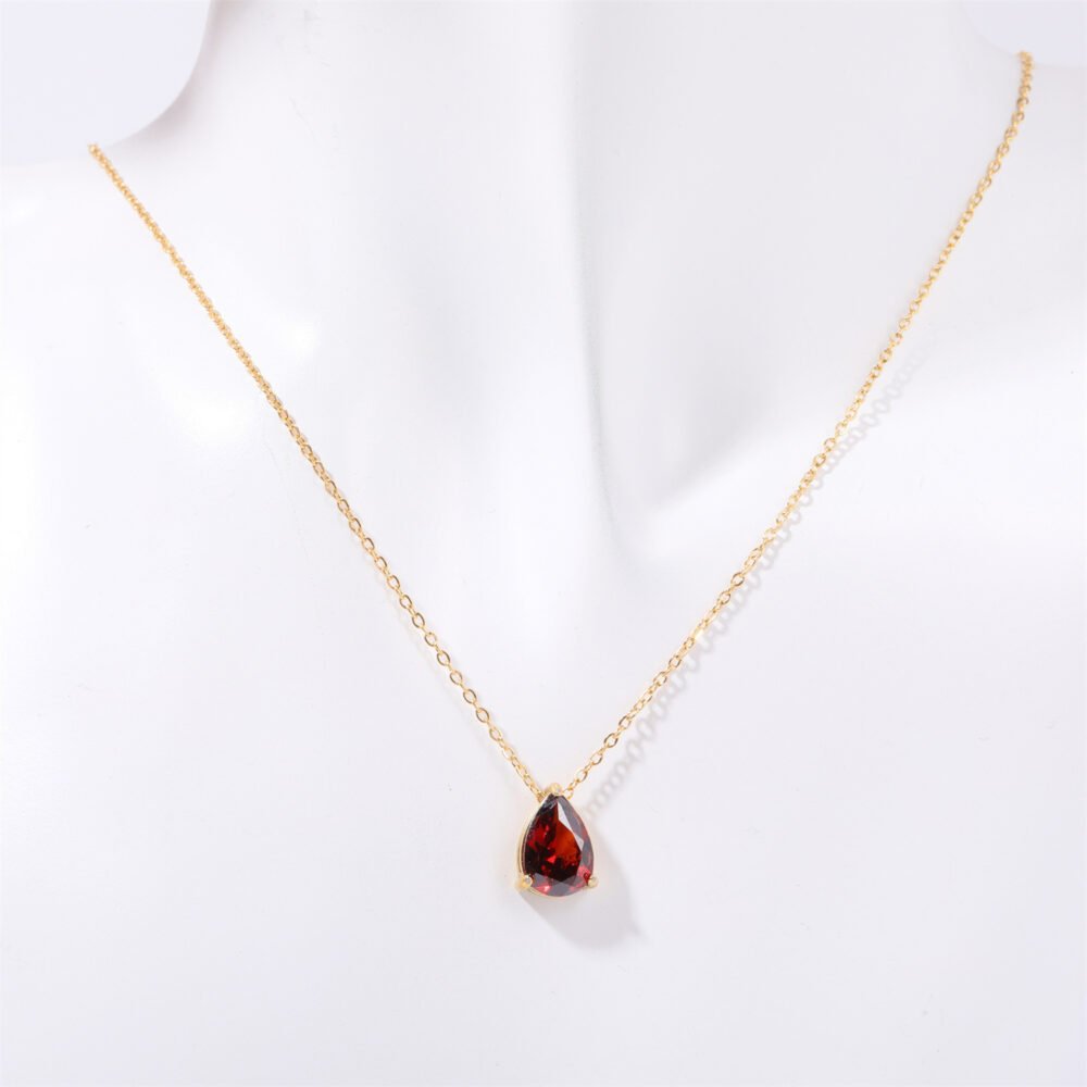 Pear-Shaped Water Drop Zircon December Birthday Stone Birthstone Necklace - Image 5