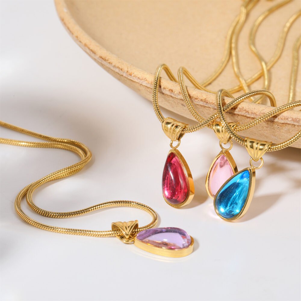 December Birthday Stone Necklace December Necklace Water Drop Pendant - Image 4
