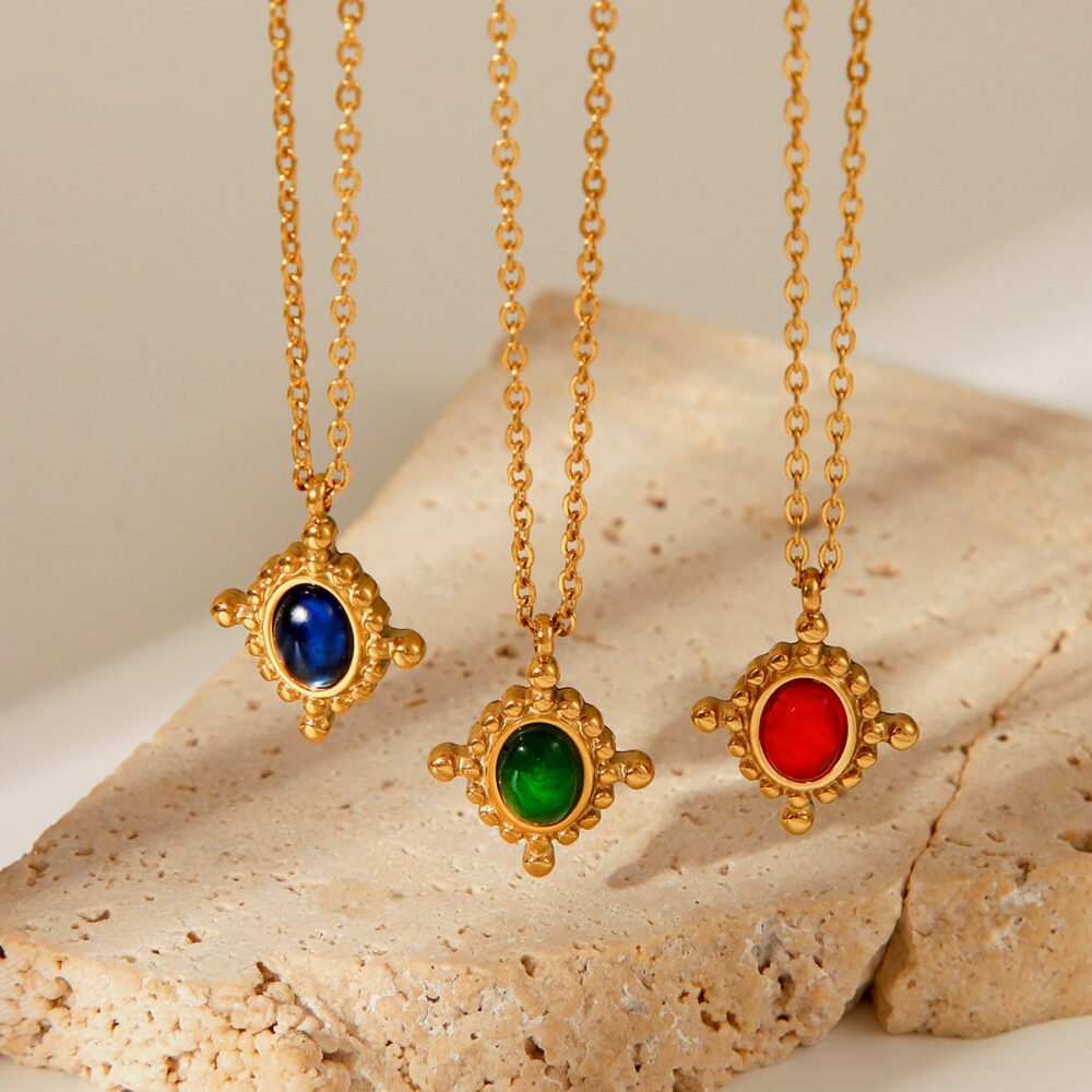 Cross Inlaid With Semi Precious Stones Necklace - Image 4