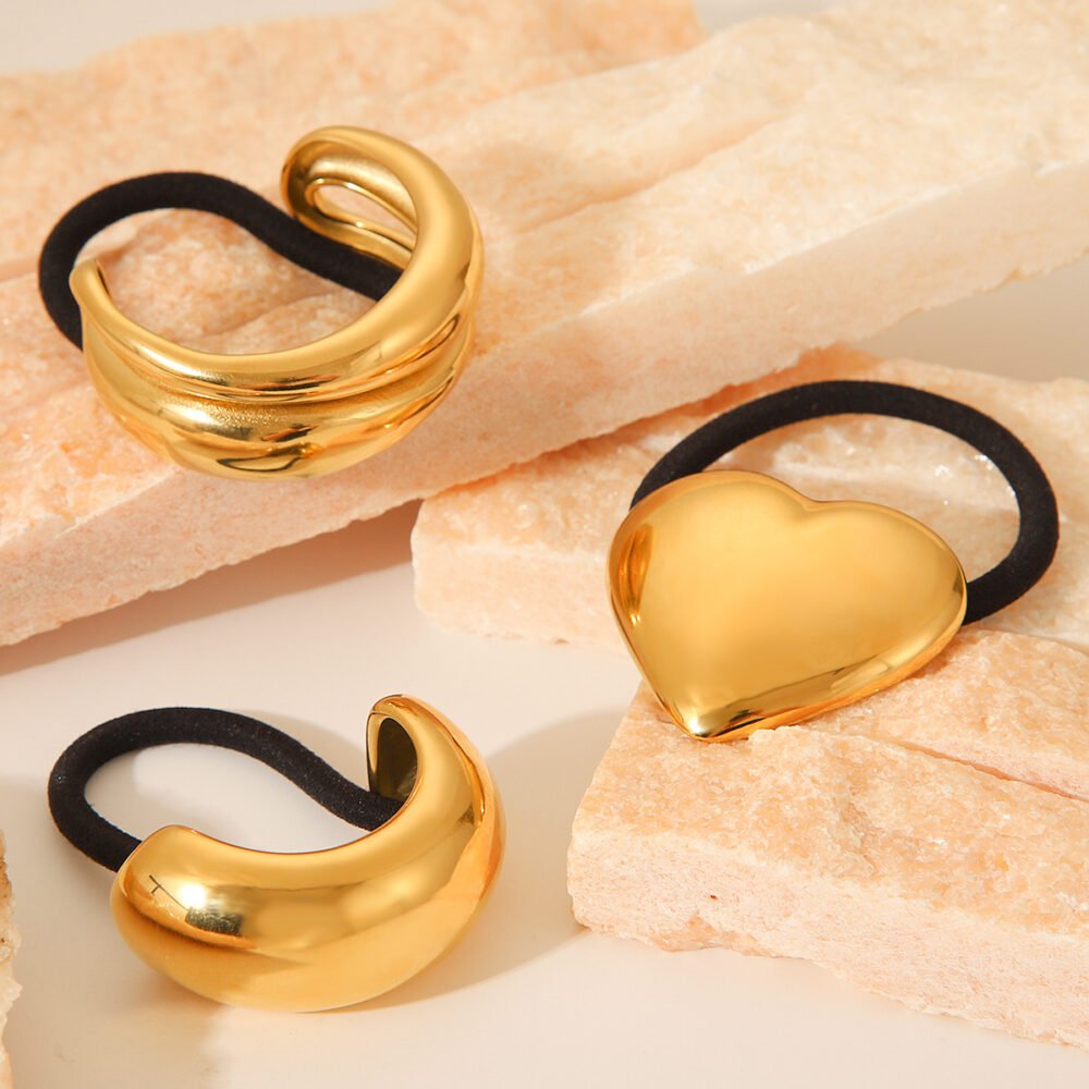 Stainless Steel Heart Shaped Semicircular Arc Hair Rope - Image 3