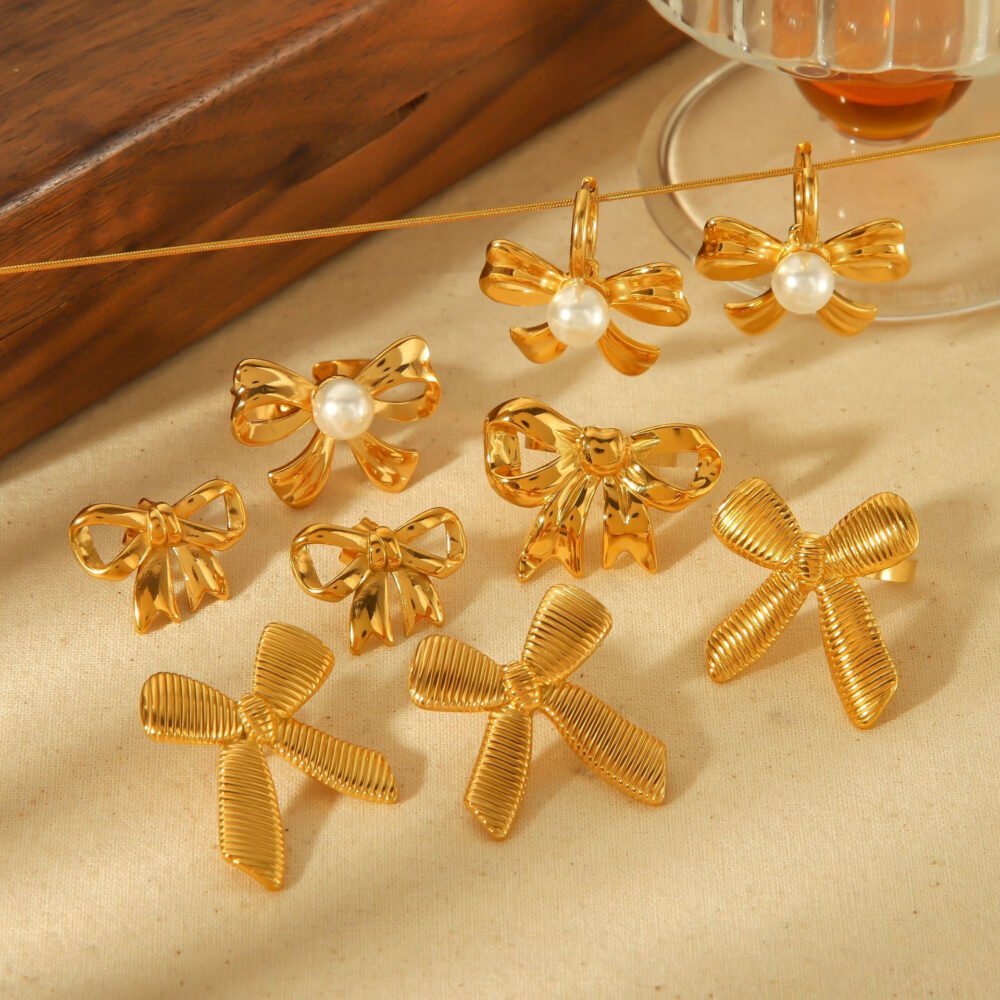 Stainless Steel Bow Jewelry Set