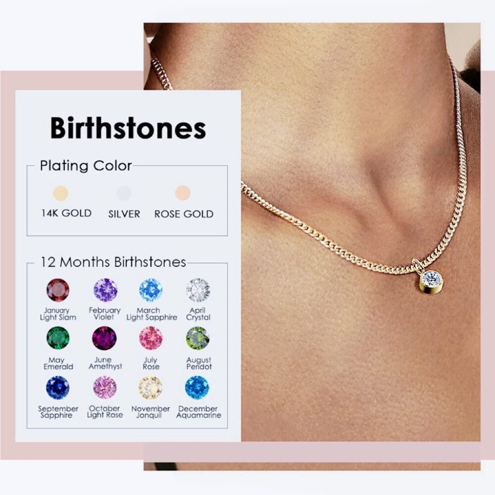 Necklace with diamond birthstone pendant