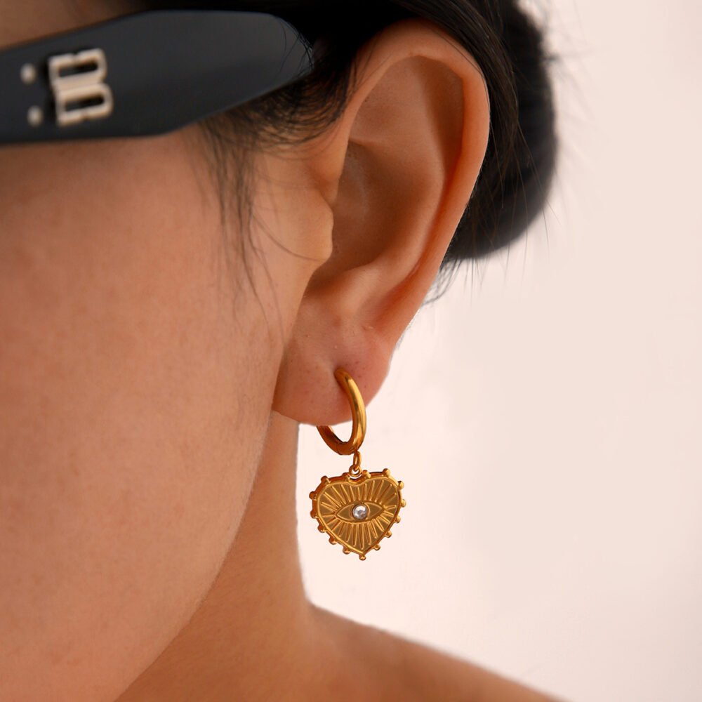 Stainless Steel Love Devil Eye Earrings - Image 4