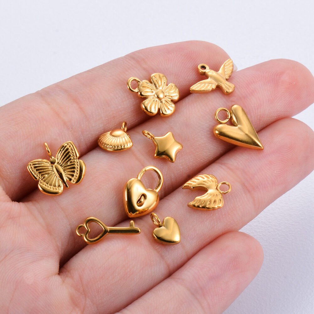 Pendant Diy Mini Flower Shell Oil Pressure Padlock Accessories Three-Dimensional Bird Butterfly Love Bracelet - Image 3