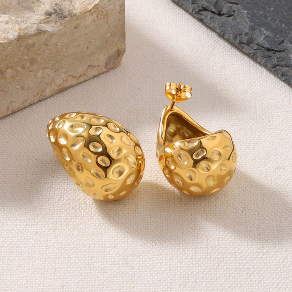 Pleated Water Drop Geometric Earrings