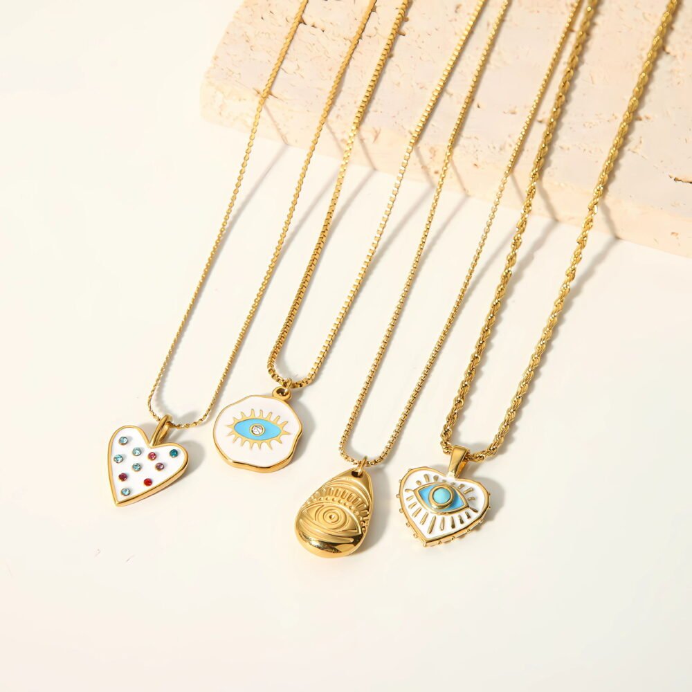 Devil'S Eye Pendant Eye-Shaped Inlaid Zircon Drip Glue Necklace