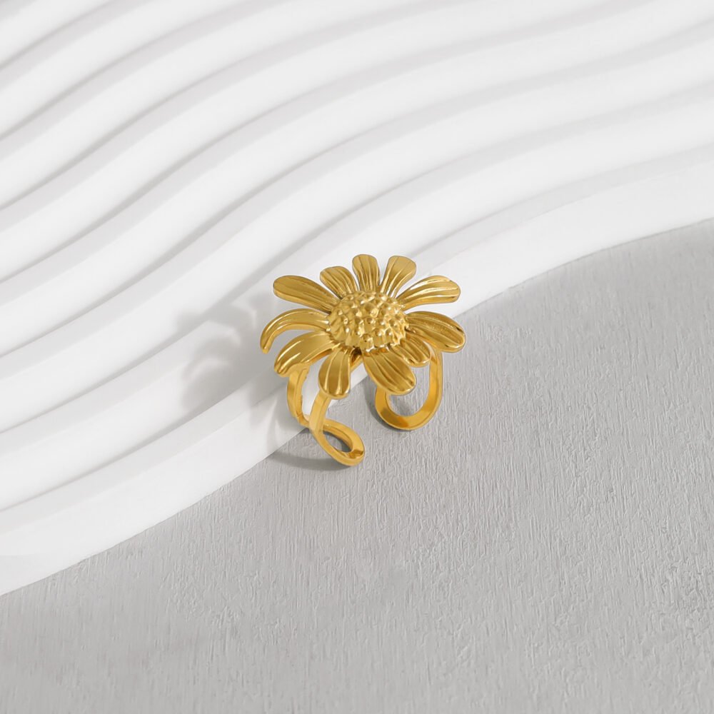 Sunflower Flower Open Ring - Image 3