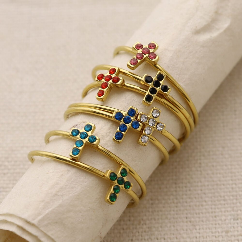 Cross Inlaid Zircon Ring - Image 3