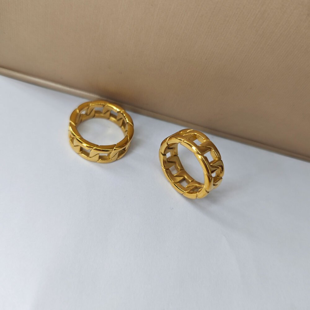 Trendy men's braided Cuban chain ring trendy ring - Image 3
