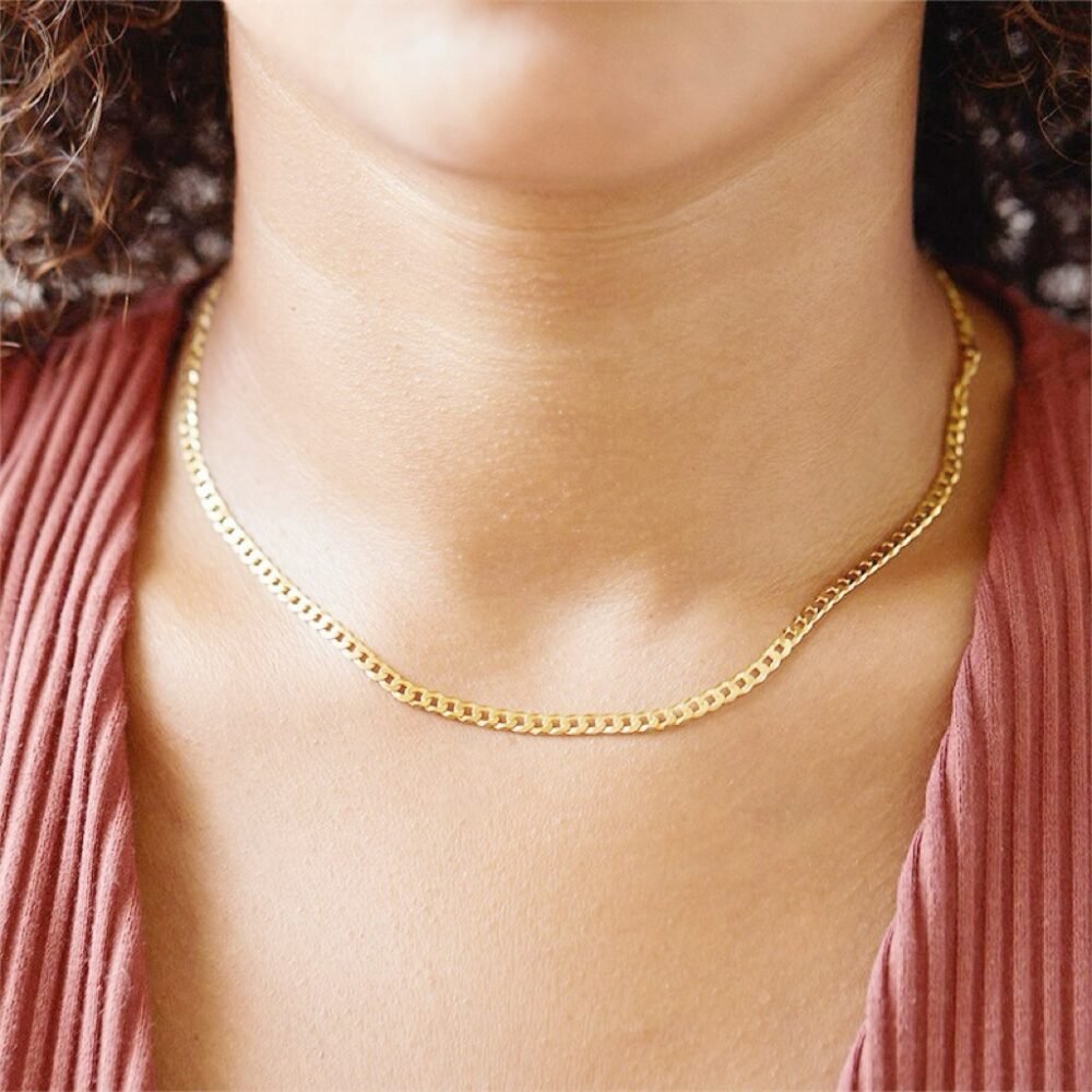 Cuban chain men's Necklace street sweater chain 14k gold Necklace - Image 3