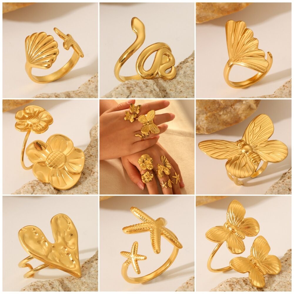 Butterfly Snake Heart Starfish Ring