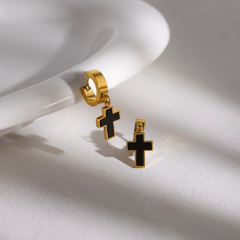 Cross Oil Drop Earrings