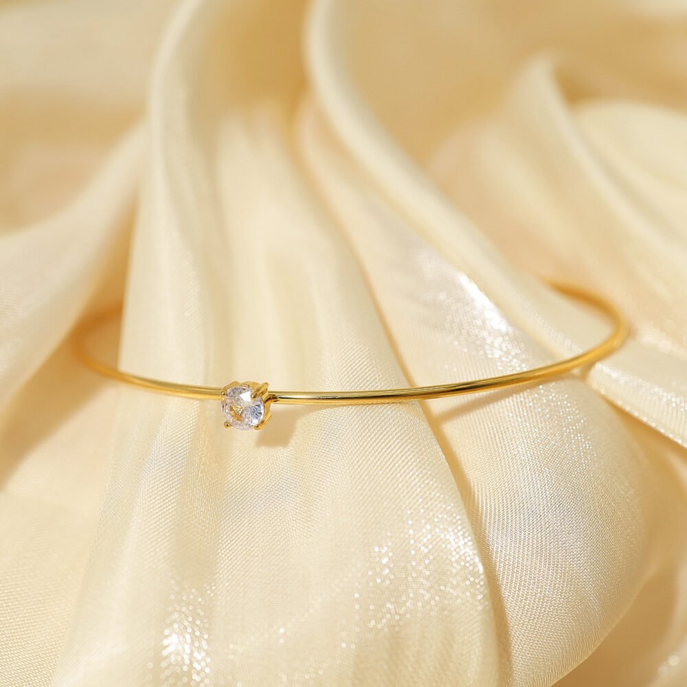 Color Plated Smooth Inlaid Moissanite Bangle - Image 2