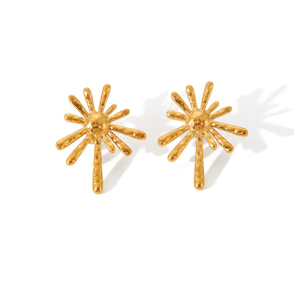 Fireworks Sunflower Stainless Steel Earrings - Image 5
