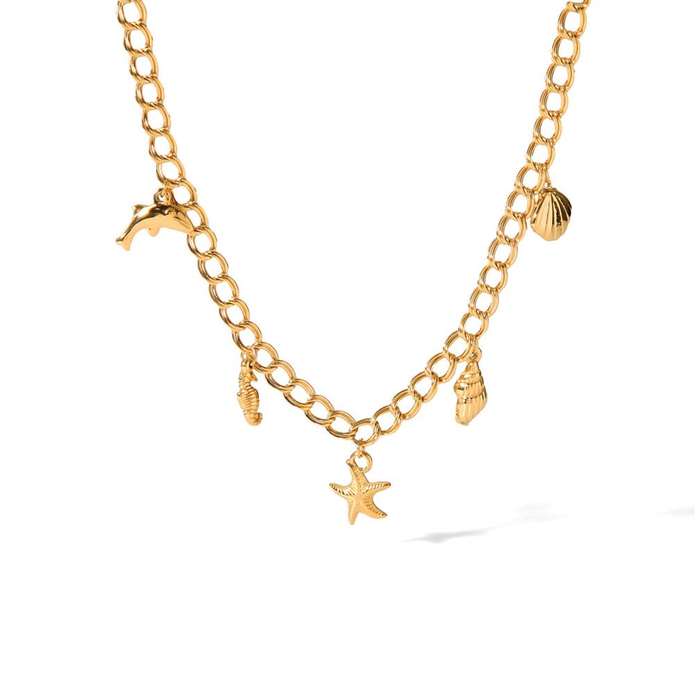 Ocean Stainless Steel Starfish Shell Necklace - Image 5