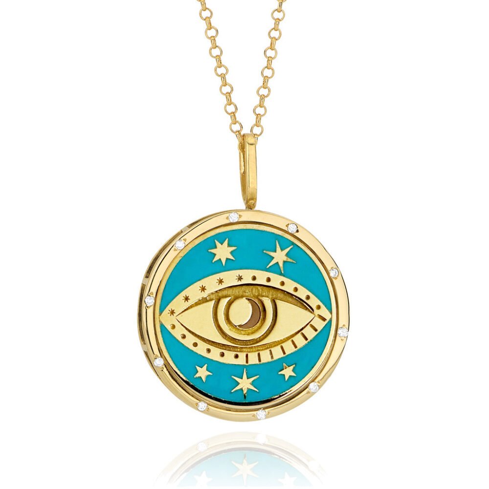 Tarot Card Necklace Round Card Necklace Moon Sun Necklace Eye Necklace - Image 3