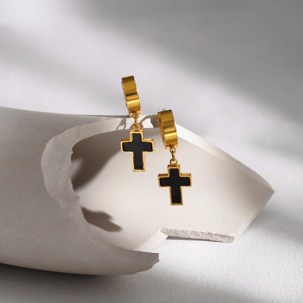 Cross Oil Drop Earrings - Image 2