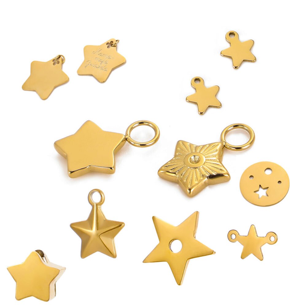 Star Five-Pointed Star Stainless Steel Chain Pendants & Charms