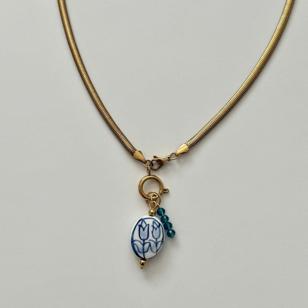 Flower Ceramic Pendant Necklace - Image 5