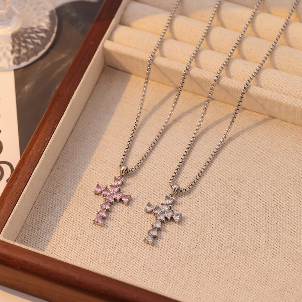 Love Cross Inlay Necklace - Image 4