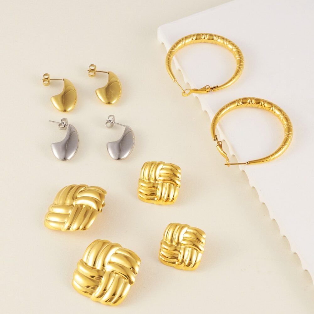 Stainless Steel Water Drop Inverted Hook Shape Earrings