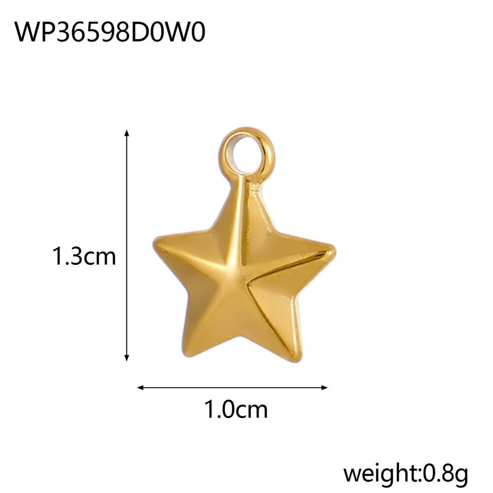 Star Five-Pointed Star Stainless Steel Chain Pendants & Charms - Image 4