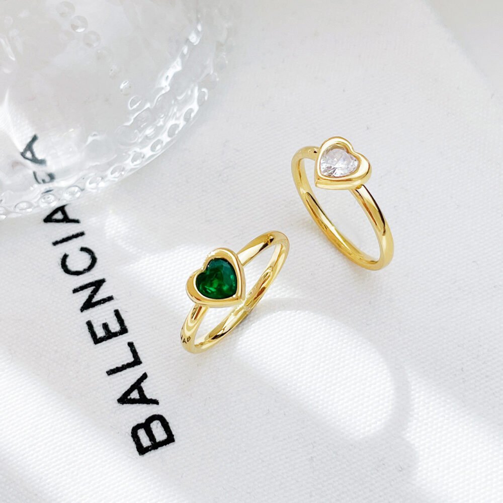 Stainless Steel Zircon Heart Ring
