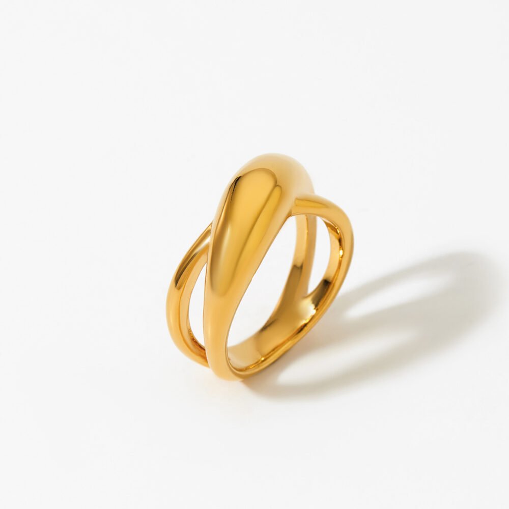 Smooth Cross Large Arc Shape 316 Irregular Ring - Image 5