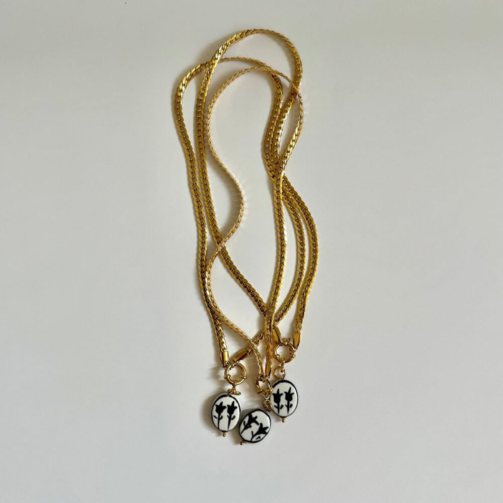 Flower Ceramic Pendant Necklace - Image 2