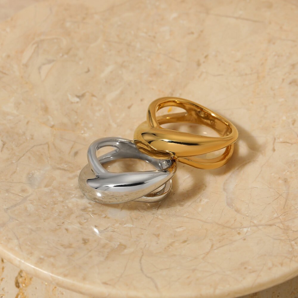 Smooth Cross Large Arc Shape 316 Irregular Ring - Image 2