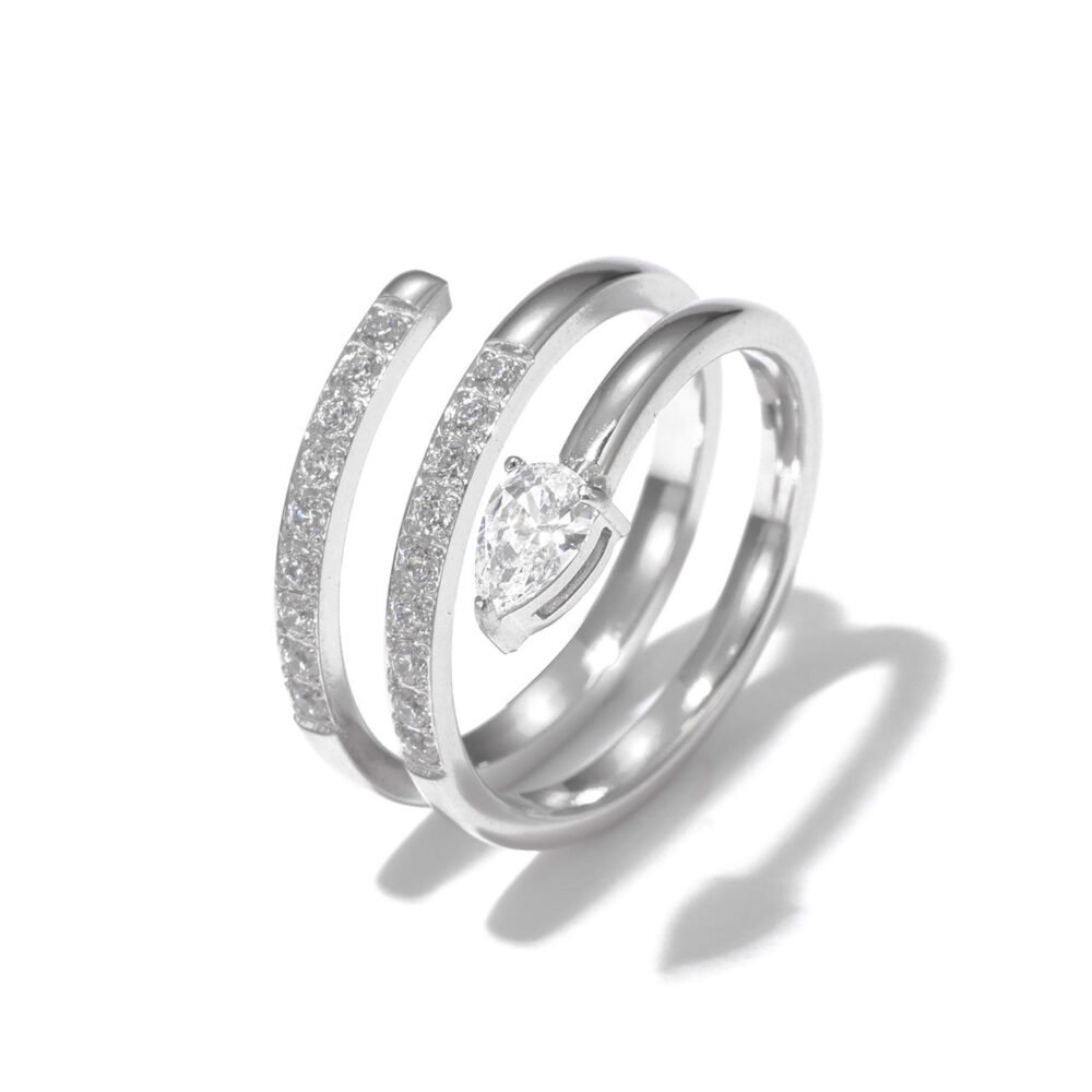 Winding Snake Inlaid With Diamond Snake Ring - Image 5