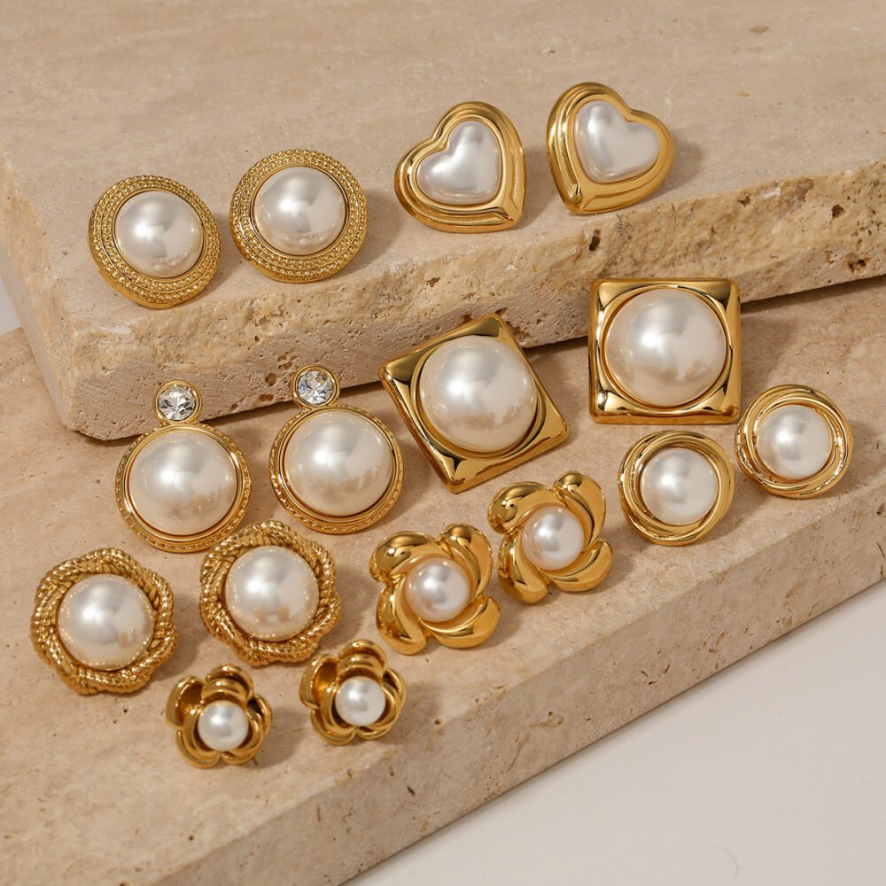 316L Love Flower Pearl Earrings