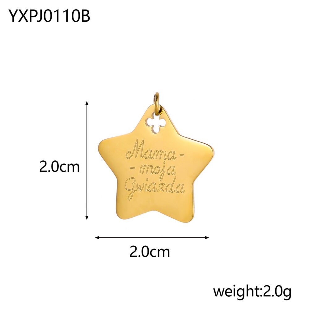 Star Five-Pointed Star Stainless Steel Chain Pendants & Charms - Image 5