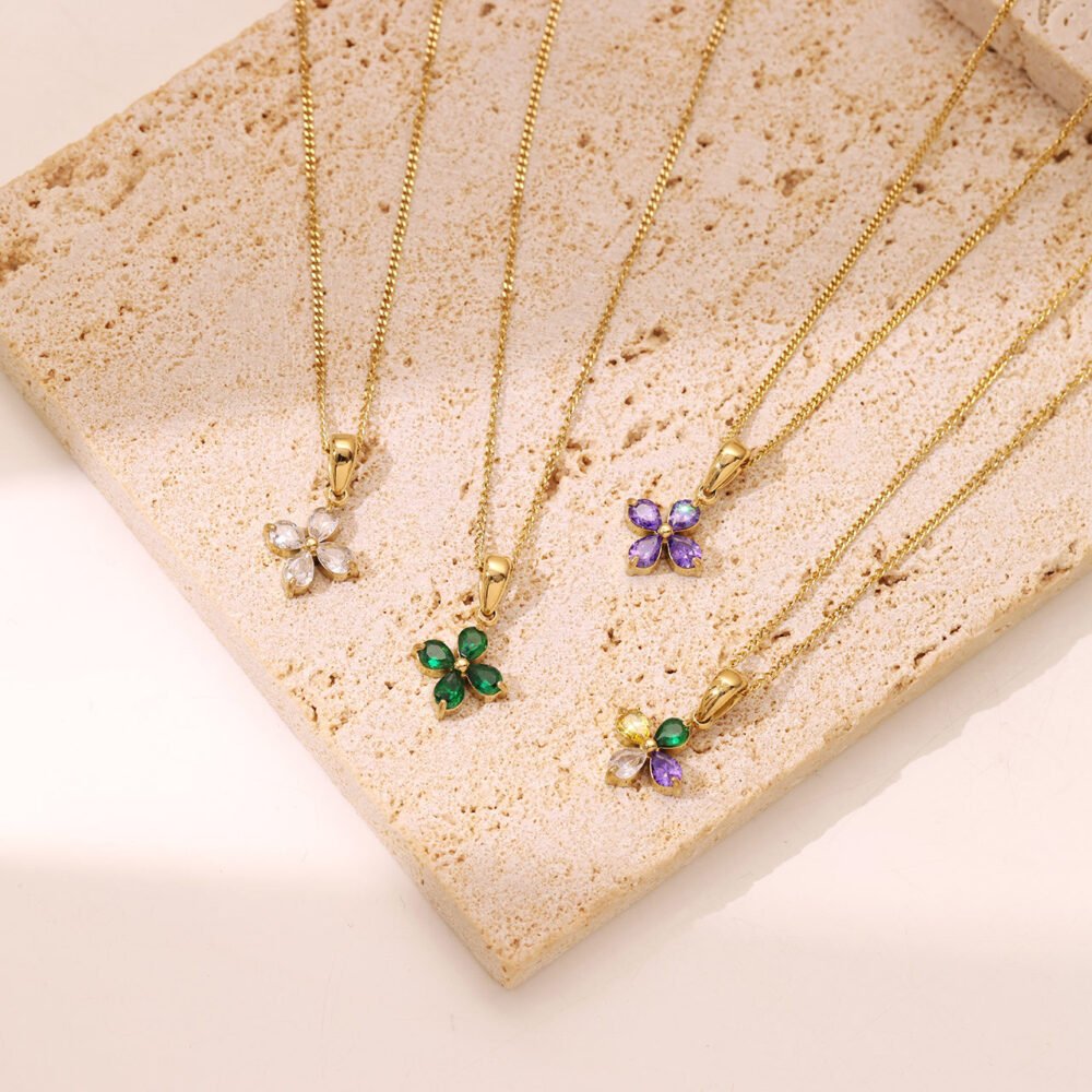 Flower Zircon Petals Necklace - Image 4