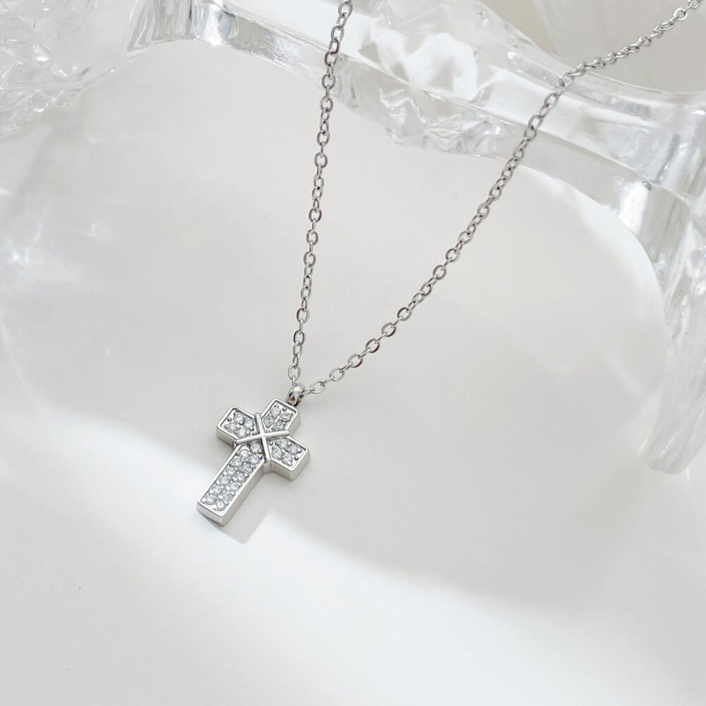 Cross Inlaid With Full Diamonds Necklace - Image 4