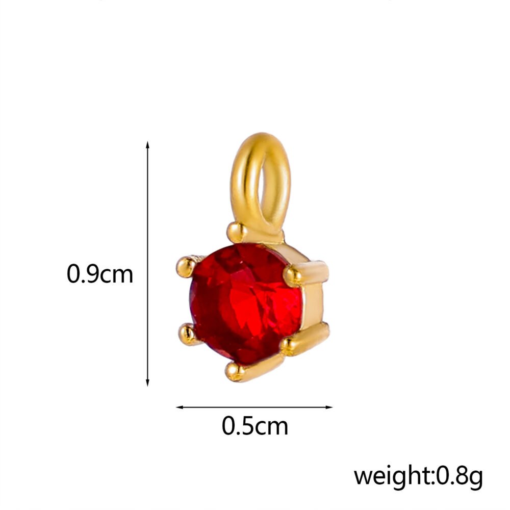 Stainless Steel Round Water Drop Zircon Pendants & Charms - Image 4