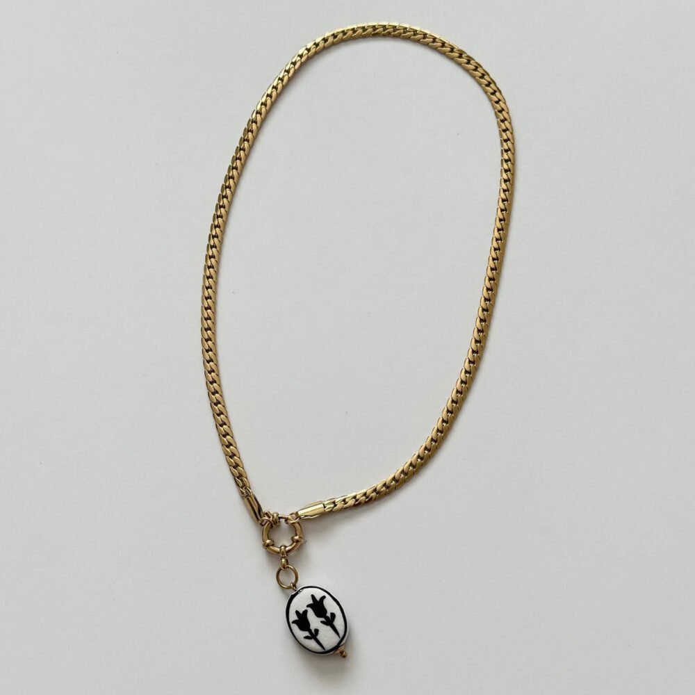 Flower Ceramic Pendant Necklace - Image 4