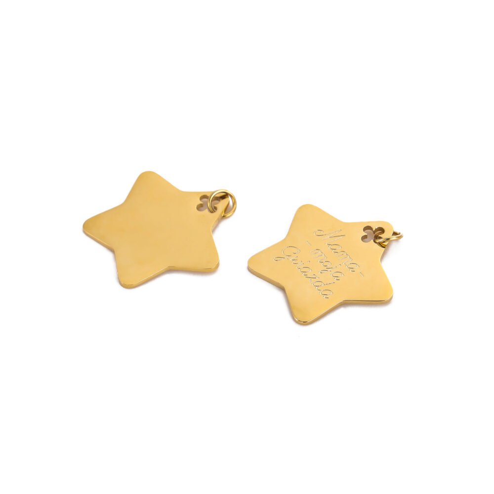 Star Five-Pointed Star Stainless Steel Chain Pendants & Charms - Image 2