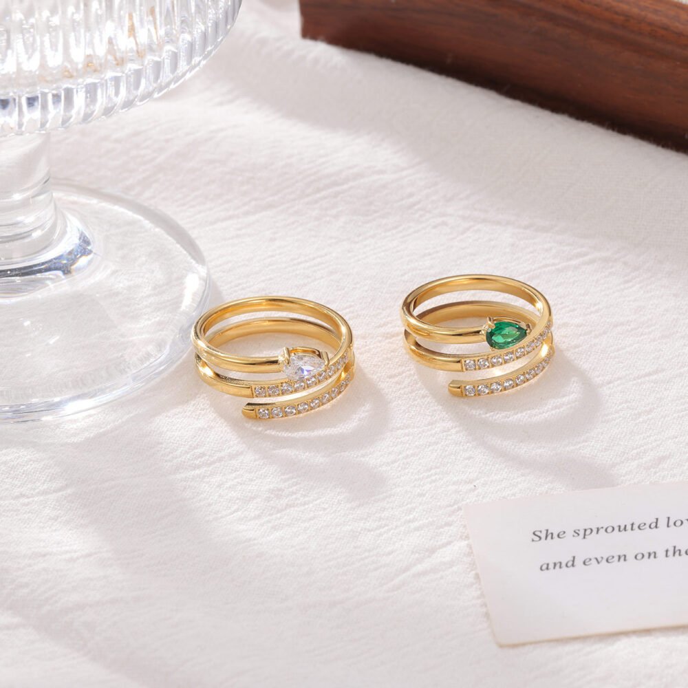 Winding Snake Inlaid With Diamond Snake Ring - Image 3