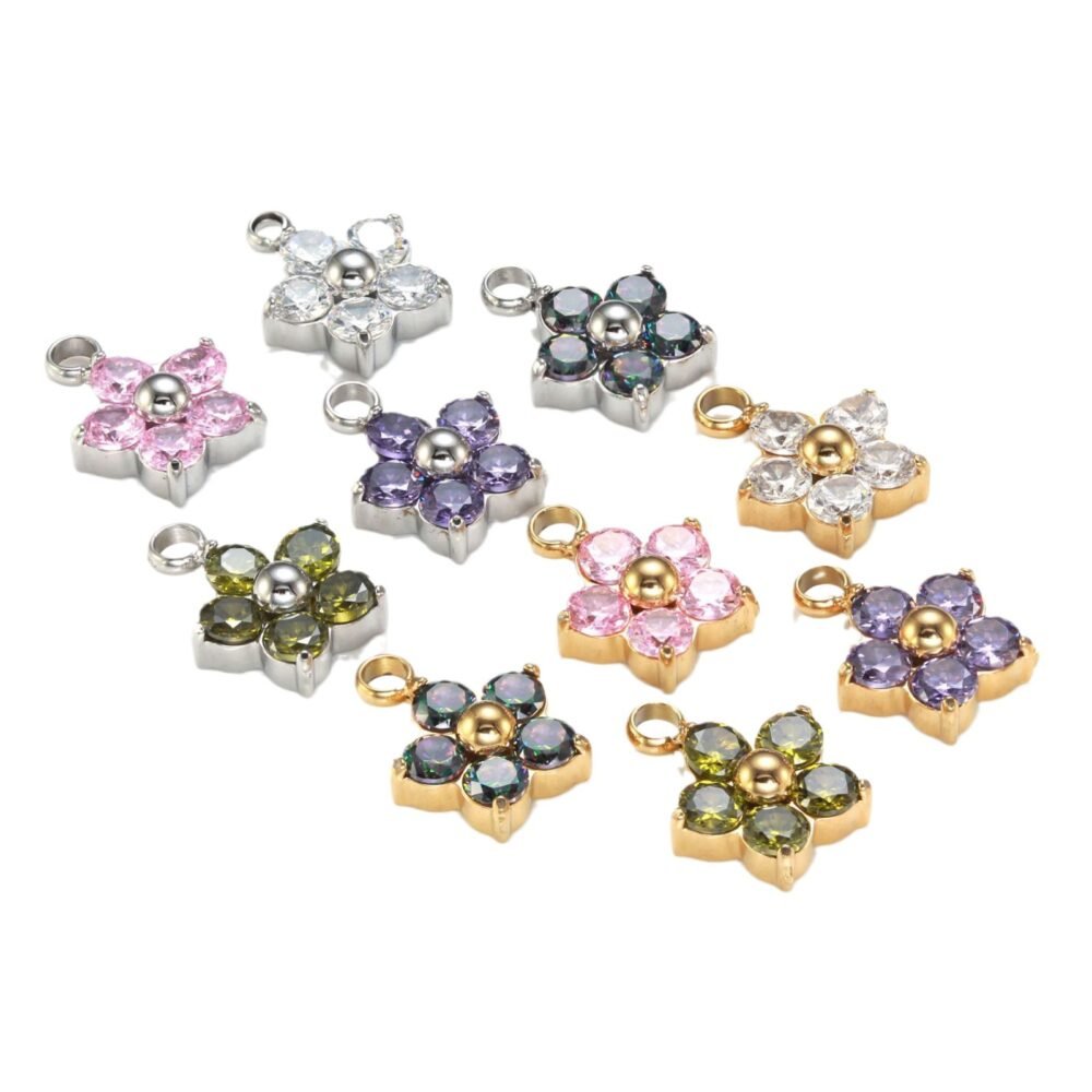 Flower Plum Blossom Love Stainless Steel Zircon Necklace - Image 5