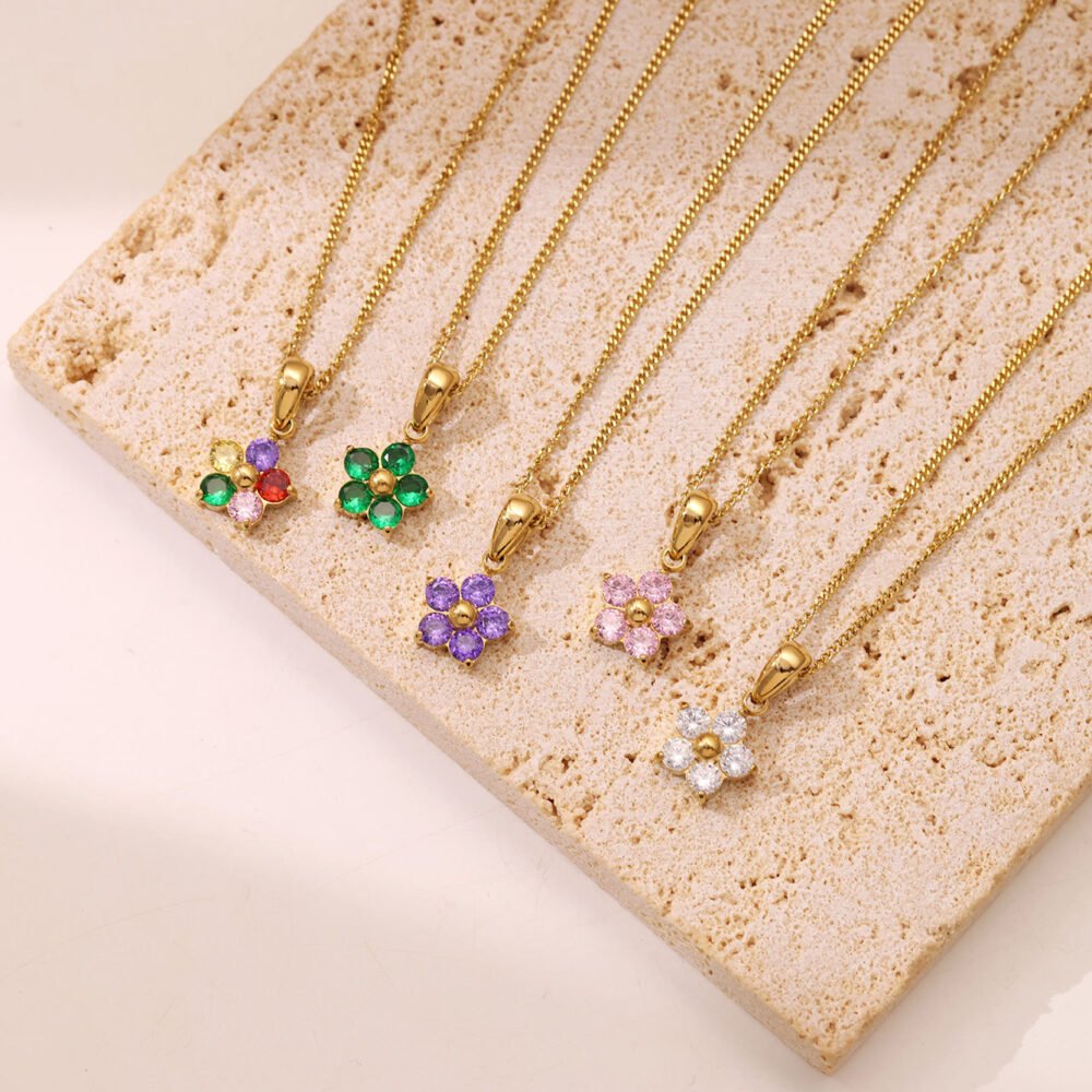 Flower Stainless Steel Necklace - Image 4