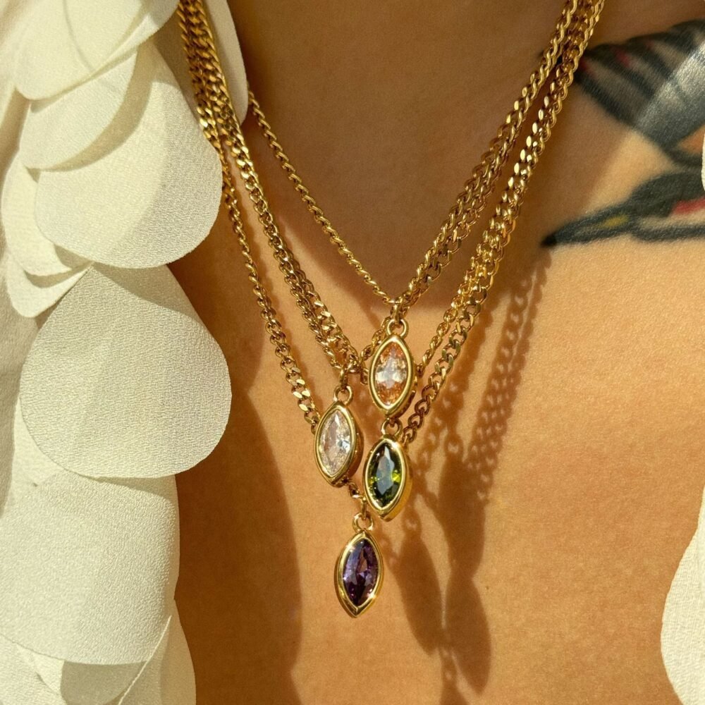 Colored Horse Eye Colored Zircon Pendant Necklace