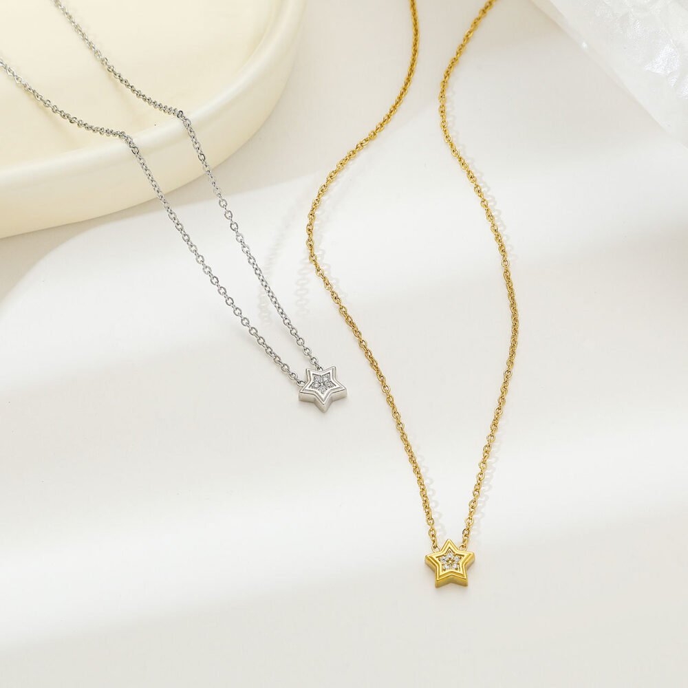 Five-Pointed Star With Diamonds Necklace - Image 2