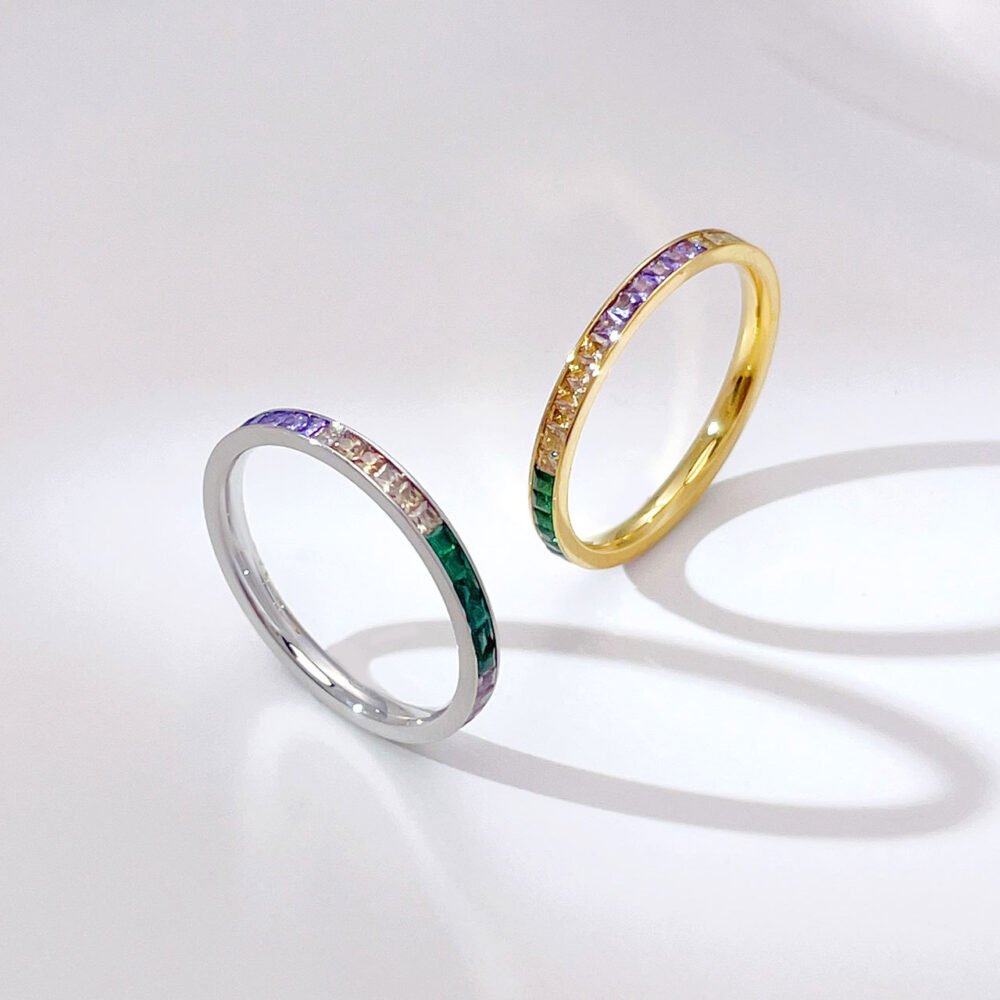 Inlaid With Colored Zircon Ring