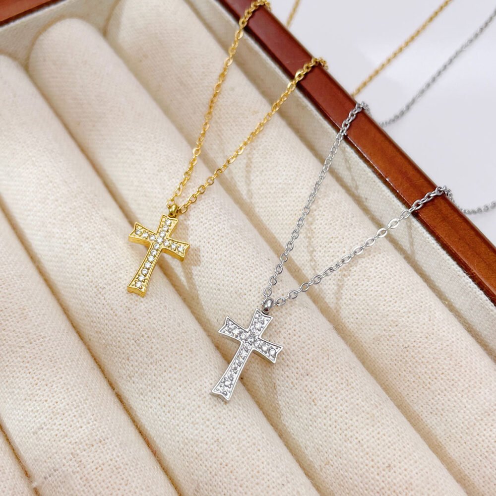 Cross Inlaid With Zircon Necklace - Image 2
