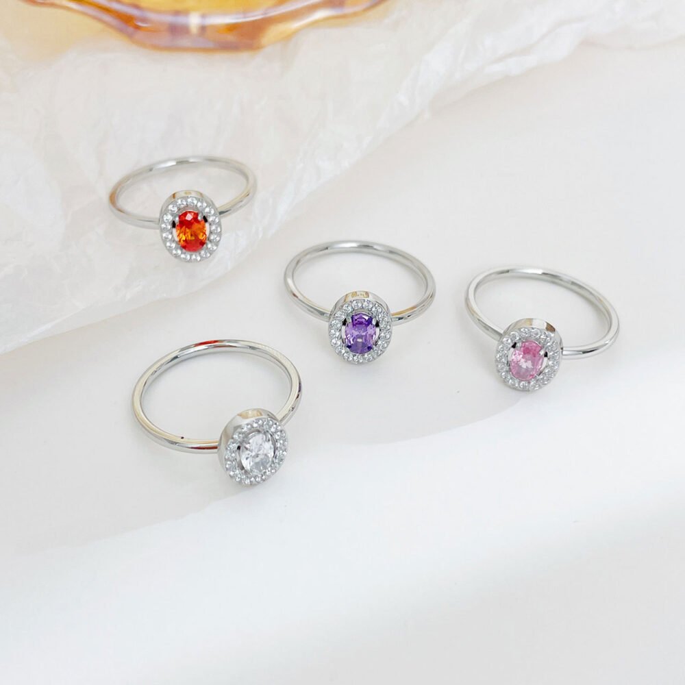 Oval Inlaid With Colored Zircon Ring - Image 4