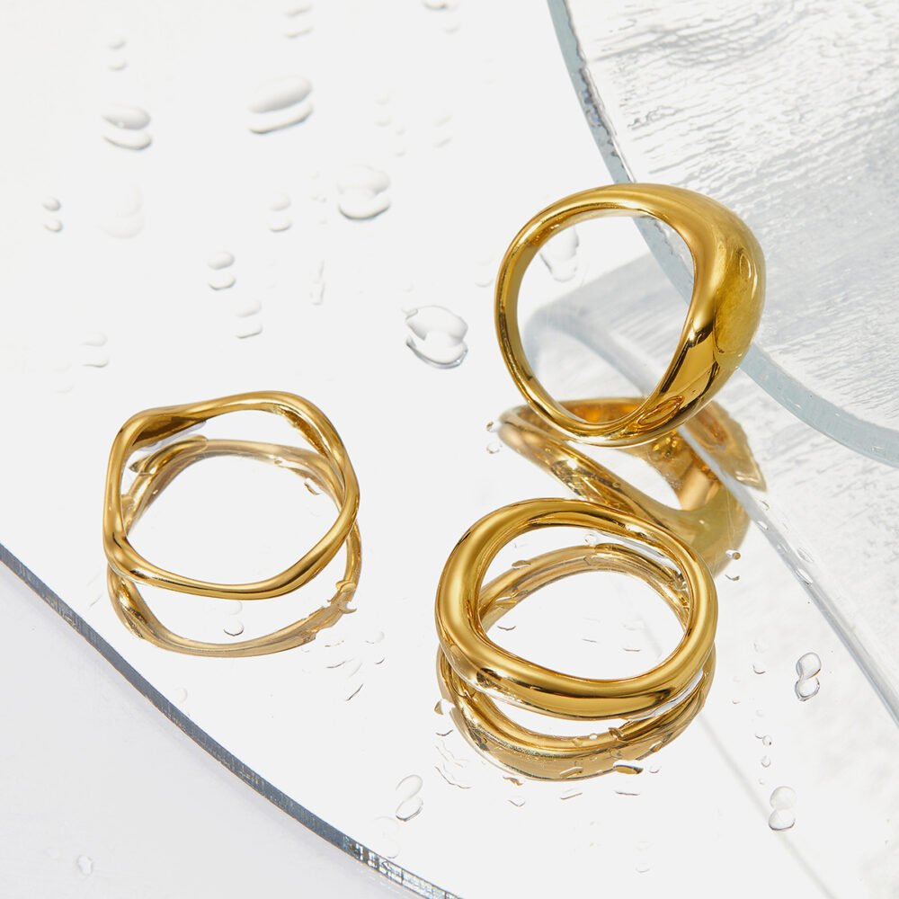 316 Smooth Plain Ring Irregular Multi-Layer Ring - Image 4