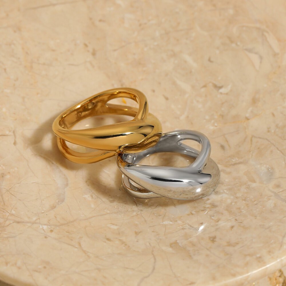 Smooth Cross Large Arc Shape 316 Irregular Ring - Image 4