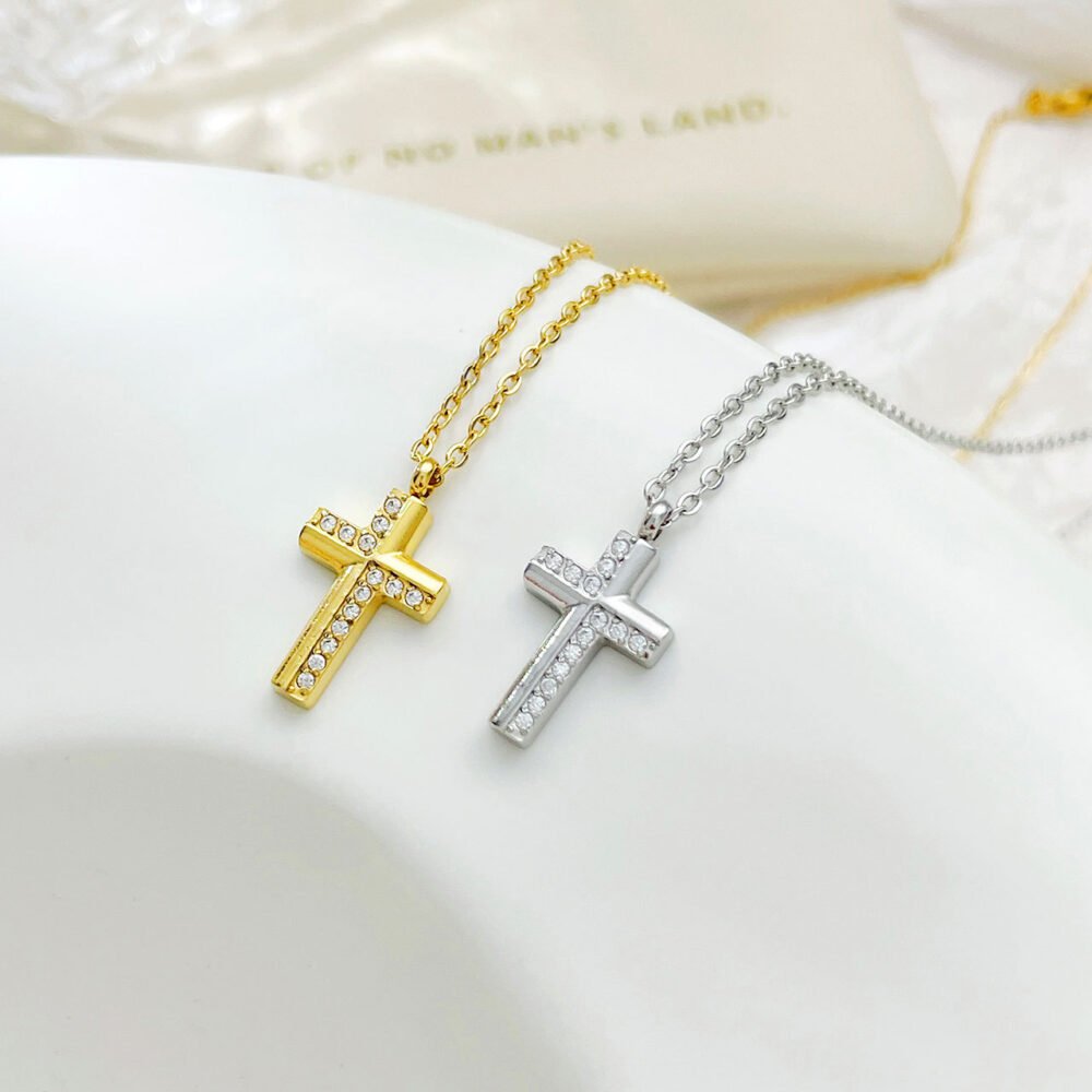 Cross Inlaid With Zircon Necklace - Image 2