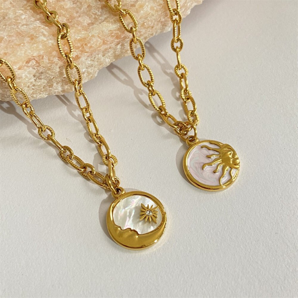Pearl Sun And Moon Coins Necklace - Image 3